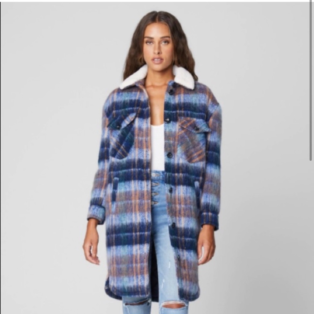 Blank NYC plaid long shacket xs